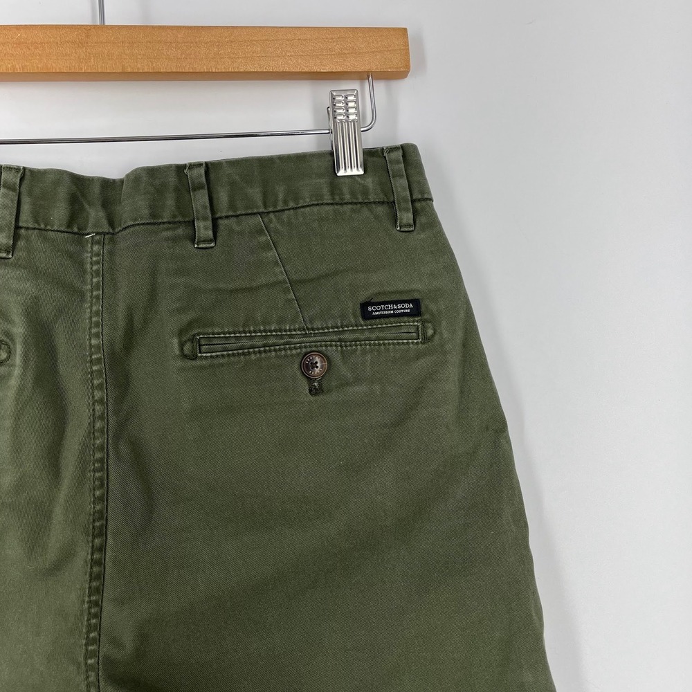 Scotch & Soda Mens Olive Green Chino Shorts Amsterdam Couture Cotton Twill - Picture 6 of 16